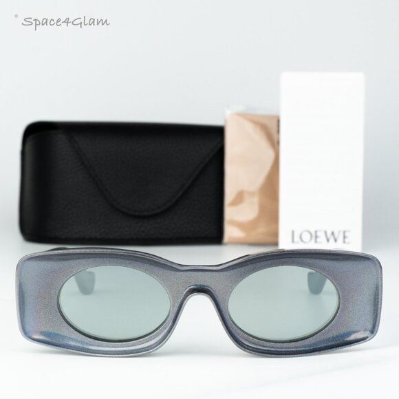 Loewe Men Sunglasses Grey Silver Mirror Rectangle LW40033I 05X NEW AUTHENTIC - Picture 1 of 15